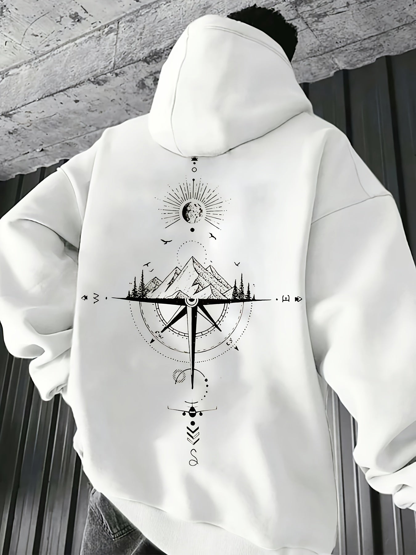 Night Sky Escape Hoodie - Men‘s Galaxy Print Fleece Pullover, Loose Fit for Fall & Winter Stargazing & Cozy Contemplation