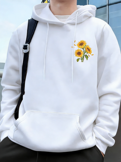 Sunshine State of Mind Hoodie - Men‘s Bold Sunflower Graphic Pullover, Modern Masculinity in a Trendy Hooded Sweatshirt