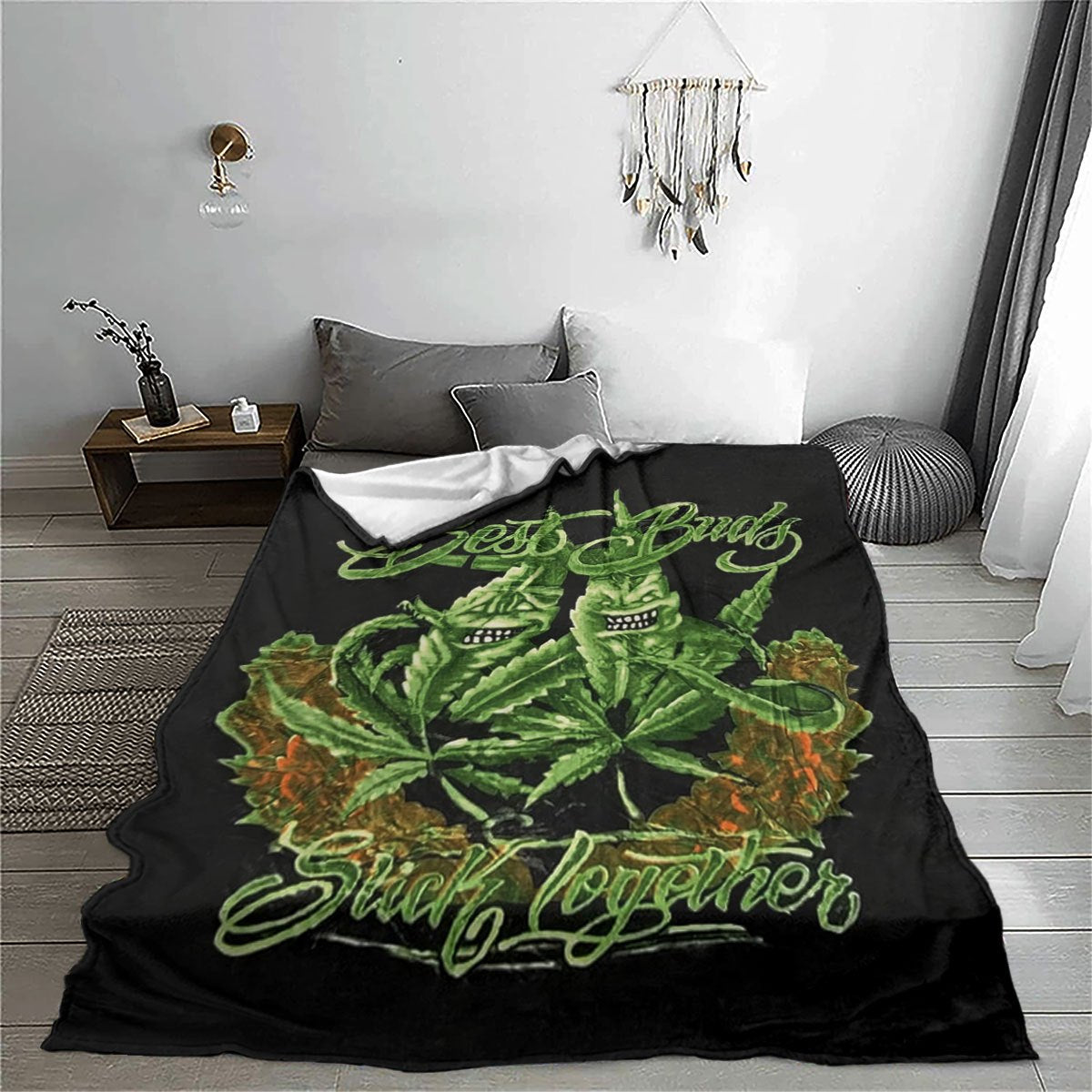 Friends Together Throw Blanket - Ultra-Soft Leaf Print Flannel Blankets for Couch & Bed, All-Season Cozy, Machine Washable Gift