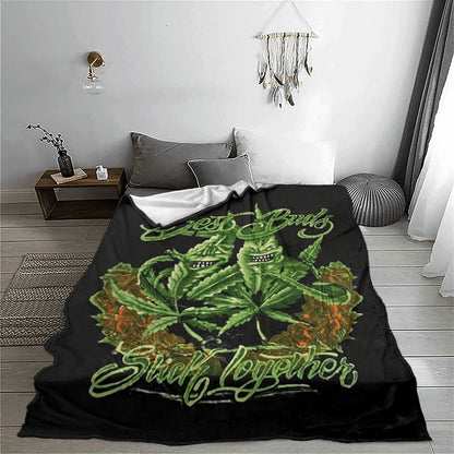 Friends Together Throw Blanket - Ultra-Soft Leaf Print Flannel Blankets for Couch & Bed, All-Season Cozy, Machine Washable Gift