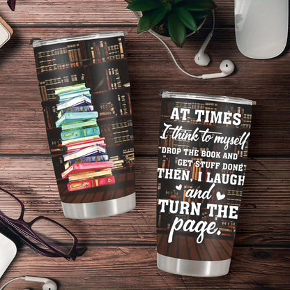 Book Lover‘s Tumbler 20oz - Bookshelf & Literary Quote Design Stainless Steel Mug | Perfect Gift for Readers, Librarians & Bookworms