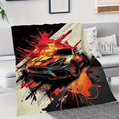 Supercar Dreams Blanket - High-Speed Print Throw for Car Enthusiasts | The Ultimate Gift for His Man Cave, Garage, & Indoor/Outdoor Adventures
