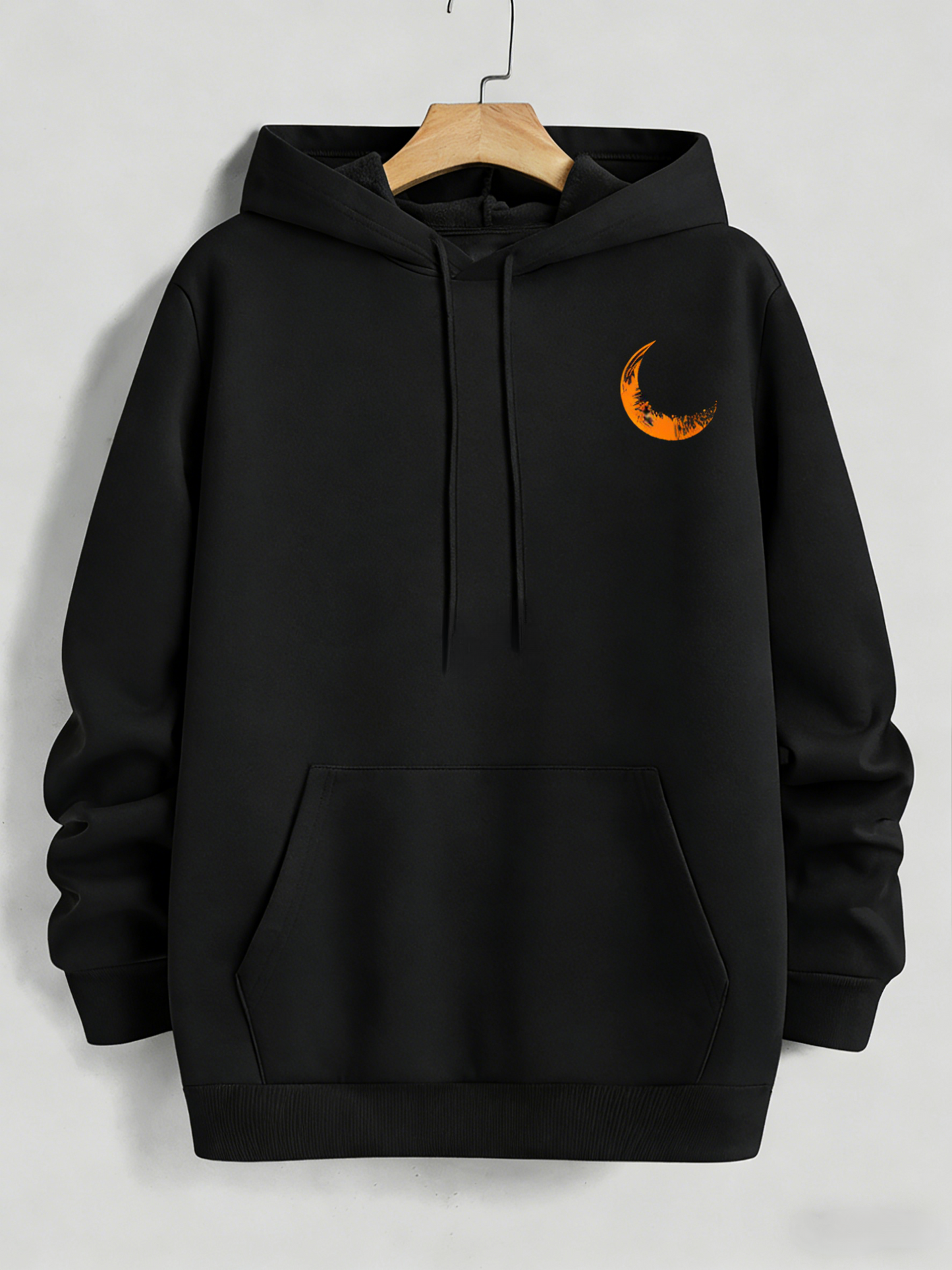 Men's Color Block Hoodie - Pink Orange Graphic Print, Streetwear Trend Casual Regular Fit Hooded Sweatshirt