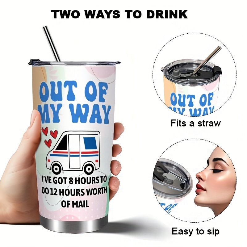 "Miles & Smiles" Tumbler 20oz - Insulated Stainless Steel Cup with Straw Lid | Perfect Delivery Driver Gift for Coffee & Travel