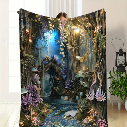 Ocean & Forest Dreams Flannel Throw Blanket - Luxuriously Soft Multi-Functional Blanket for Couch, Bed, & Outdoor Adventures, All-Season Cozy Comfort for Home, Travel, or Gifting