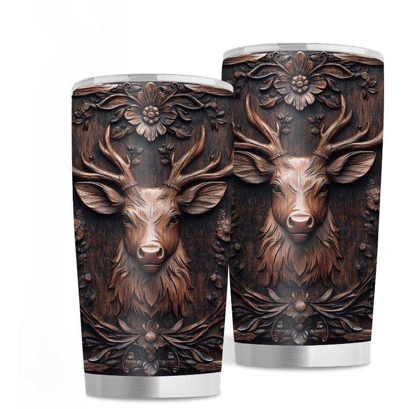 Hunting Gift for Men - Deer Design 20oz Insulated Tumbler, Stainless Steel Travel Mug - Perfect Father‘s Day, Birthday, Christmas Present for Dad, Husband & Hunters