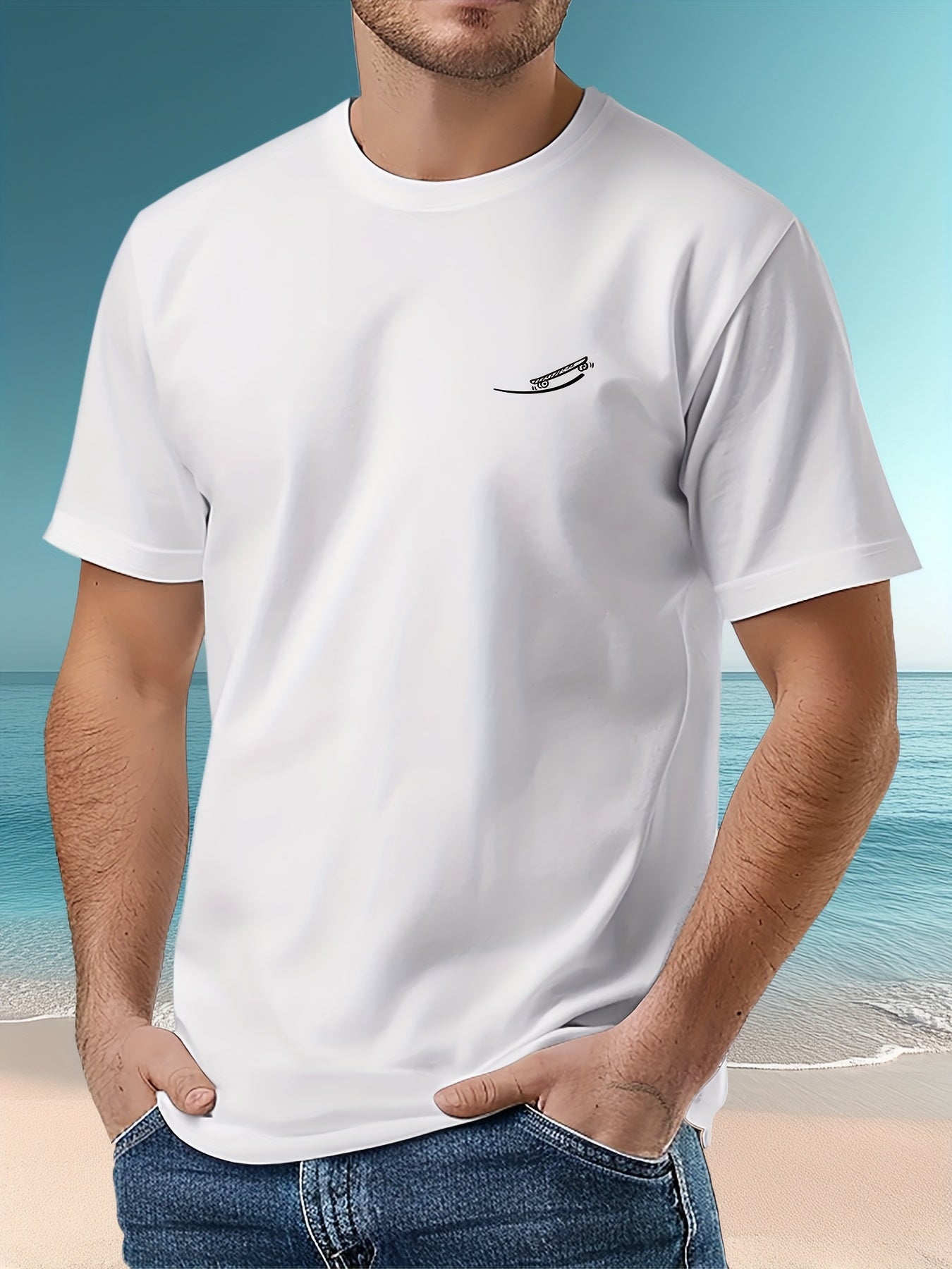 Classic Men's Printed Tee Shirts Fashion Trend Casual Short Sleeve Crewneck T-Shirt for Everyday Comfort
