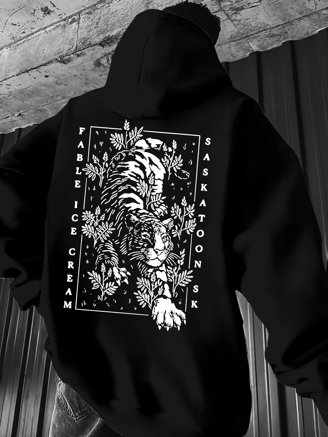 Urban Geometric Print Hoodie - Stylish Pullover for Young Men, Statement Gift Hooded Sweatshirt