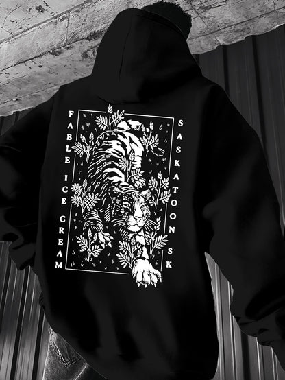 Urban Geometric Print Hoodie - Stylish Pullover for Young Men, Statement Gift Hooded Sweatshirt