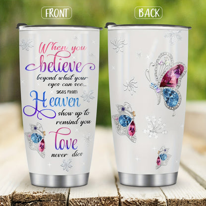Valentine's Day Gift for Wife - Butterfly Jewelry 20oz Insulated Tumbler for Her, Gift for Mom Sister Grandma Daughter | Stainless Steel Travel Mug, Keeps Drinks Hot & Cold