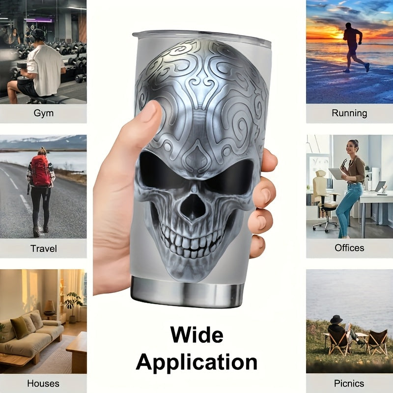 Skull Design Tumbler 20oz - Gothic Stainless Steel Insulated Coffee Mug | Double Wall Vacuum, Leakproof, Halloween & Dark Aesthetic Gift