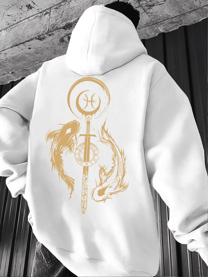 Fashion Koi Fortune Hoodie - Men's Artisanal Lucky Fish Design, Regular Fit Casual Pullover, Unique Artistic Gift