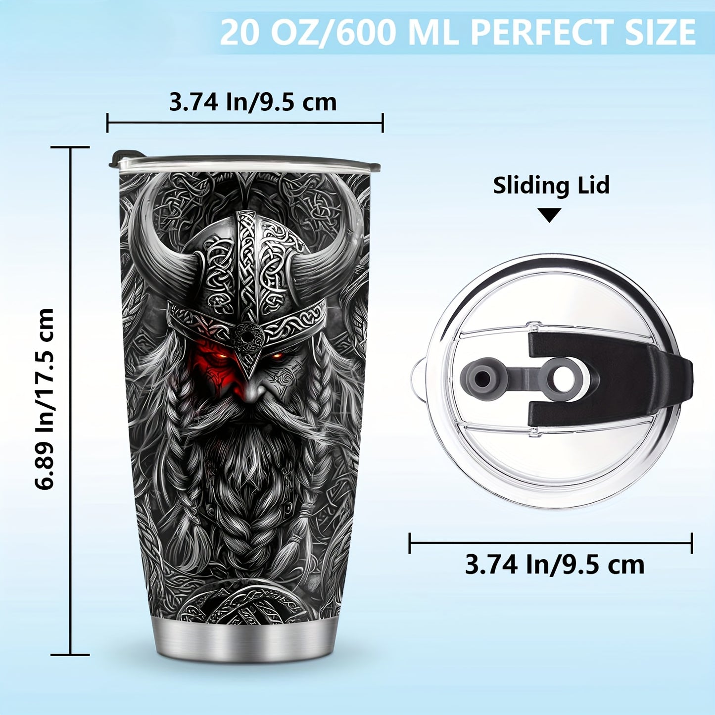 Viking Gift Mug for Men - 20oz Insulated Stainless Steel Tumbler, Best Birthday & Christmas Gift for Husband, Dad, Boyfriend - Keeps Drinks Hot/Cold, Father’s Day Present Idea