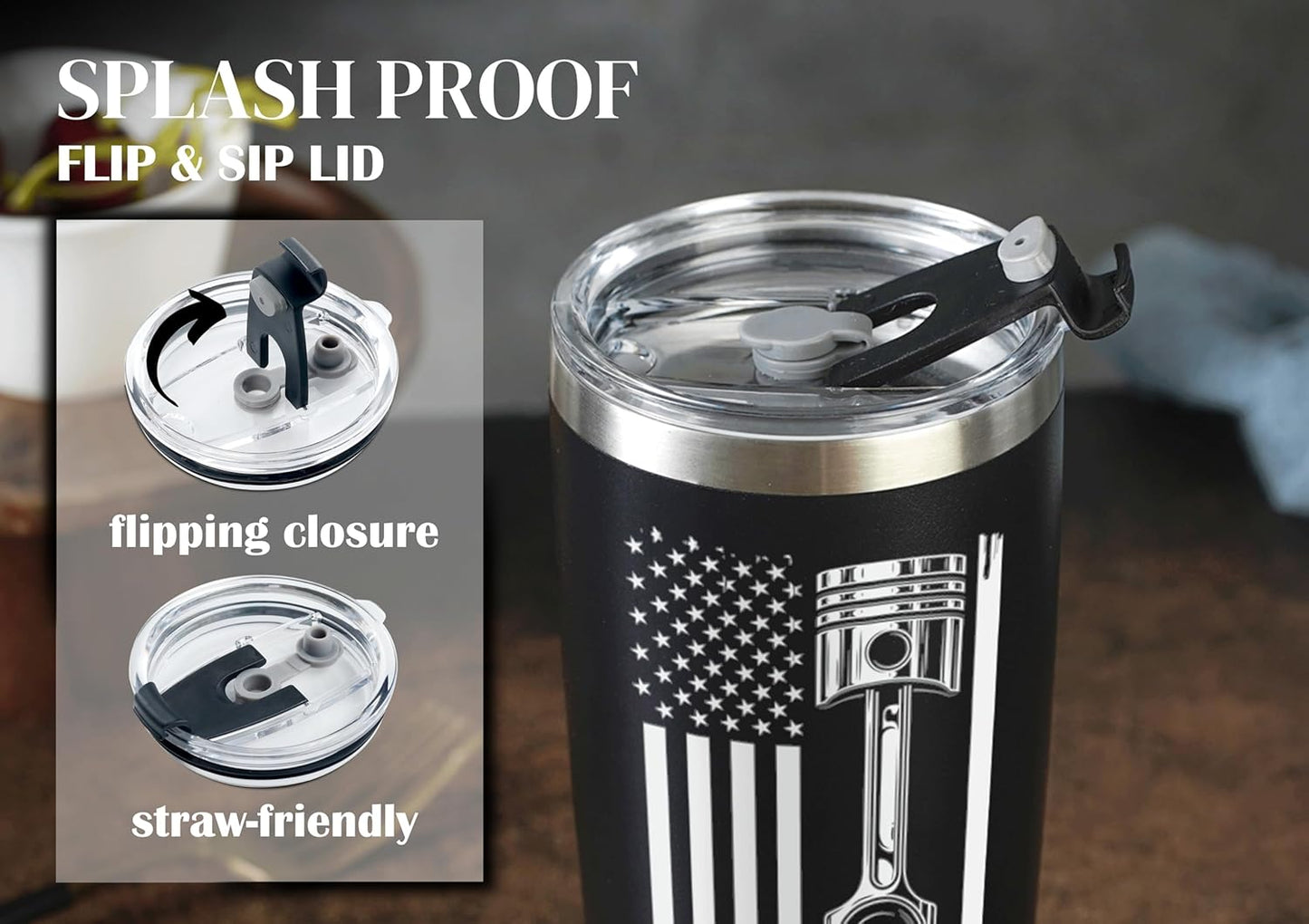 Premium Car Enthusiast Tumbler – 20oz Vacuum Insulated Stainless Steel with Lid & Straw, Engineered for the Road