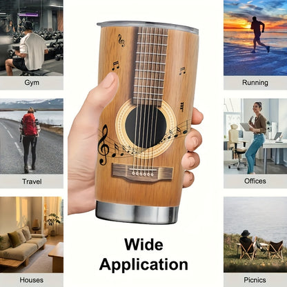 20oz Guitar Tumbler with Lid - Stainless Steel Travel Mug with Guitar Chord Chart Design | Double Wall Vacuum Insulated, Leakproof | Gift for Musicians
