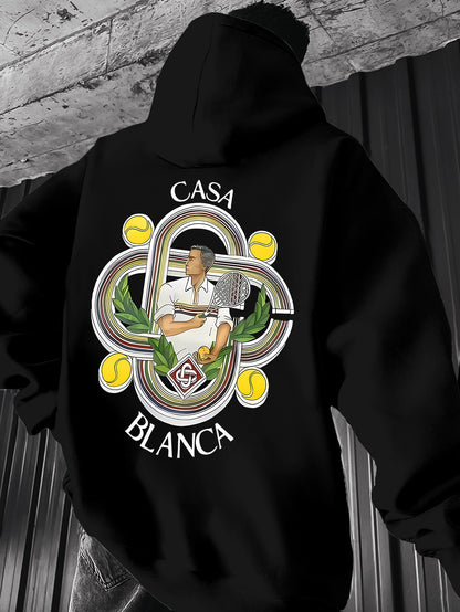 Graphic Geometric Print Hoodie - Men's Street Style Pullover, Trendy Abstract Hooded Sweatshirt