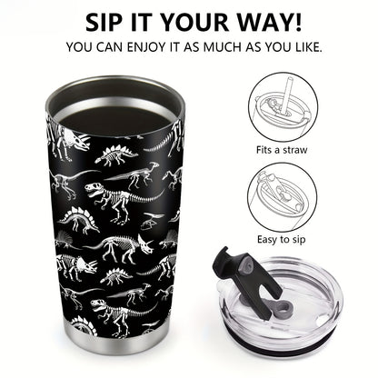 Dinosaur 20oz Insulated Tumbler with Lids, Double Wall Vacuum Stainless Steel Travel Mug - Gift for Dinosaur Enthusiasts