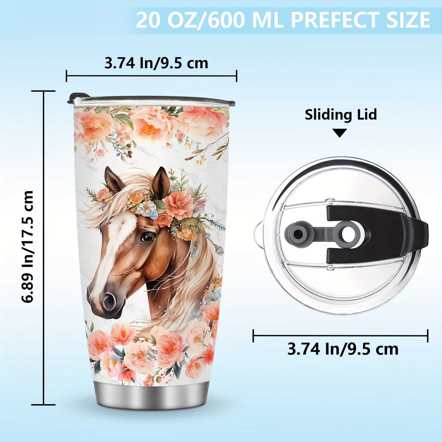 Just a Girl Who Loves Horses Tumbler - 20oz Stainless Steel Insulated Cup, Equestrian Gift for Women & Girls | Leak Proof, No Electricity Needed | Christmas, Birthday, Valentines Gift