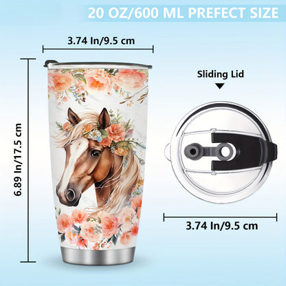 Just a Girl Who Loves Horses Tumbler - 20oz Stainless Steel Insulated Cup, Equestrian Gift for Women & Girls | Leak Proof, No Electricity Needed | Christmas, Birthday, Valentines Gift