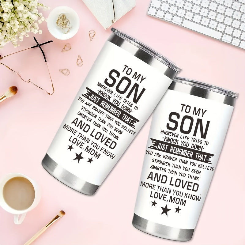 "Whenever Life Knocks You Down" Tumbler for Son - 20oz Inspirational Quote Stainless Steel Cup | Motivational Gift for Birthday, Mother‘s Day & Back to School