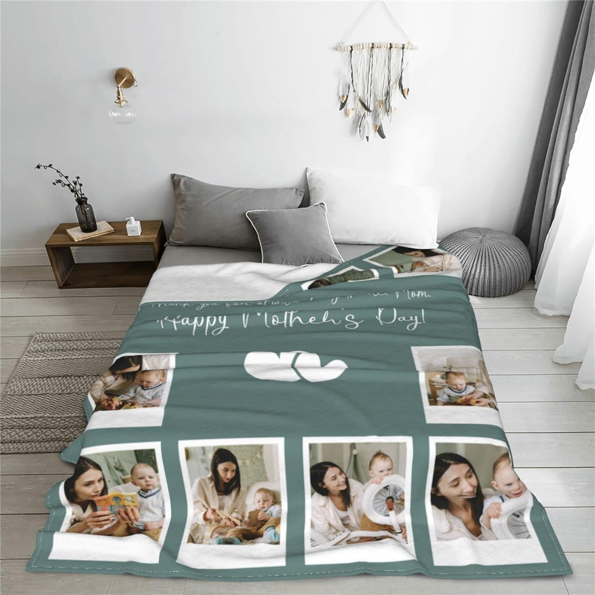 Custom Vintage Photo Blanket for Mom - Personalized Heartfelt Gift from Family, Kids & Husband, Birthday Mother's Day Keepsake Throw