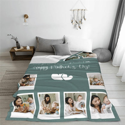 Custom Vintage Photo Blanket for Mom - Personalized Heartfelt Gift from Family, Kids & Husband, Birthday Mother's Day Keepsake Throw