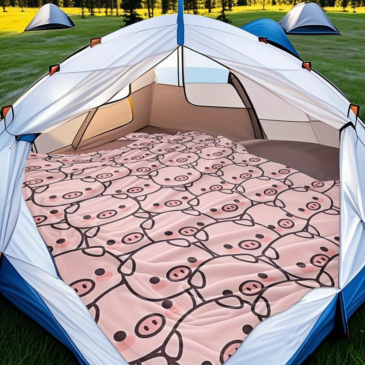 Cute Pig Print Flannel Throw Blanket - Soft, Warm & Lightweight Polyester, All-Season Use for Bed, Sofa, Dorm, Travel - Machine Washable Home Decor & Cozy Gift
