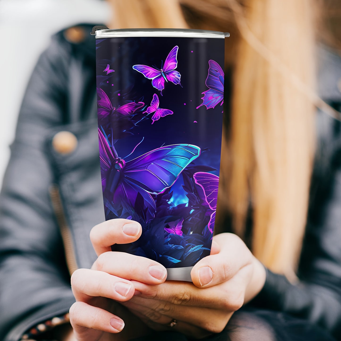 Glitter Butterfly Tumbler - Sparkling Stainless Steel Insulated Cup, 20oz Travel Mug for Hot & Cold Drinks | Perfect Holiday, Birthday Gift for Her, Women, Girls
