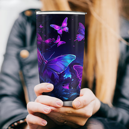 Glitter Butterfly Tumbler - Sparkling Stainless Steel Insulated Cup, 20oz Travel Mug for Hot & Cold Drinks | Perfect Holiday, Birthday Gift for Her, Women, Girls