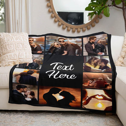 Personalized Photo & Text Blanket - Custom Family & Couple Gift for Mom, Dad, Anniversary, Christmas, Heartwarming Memory Keepsake Throw