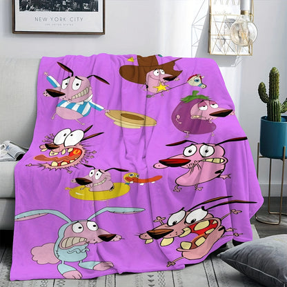 Cartoon Character Applique Thick Knit Blanket - Soft Polyester Year-Round Throw, Fun & Durable for Indoor & Outdoor Use, Machine Washable Animated Print