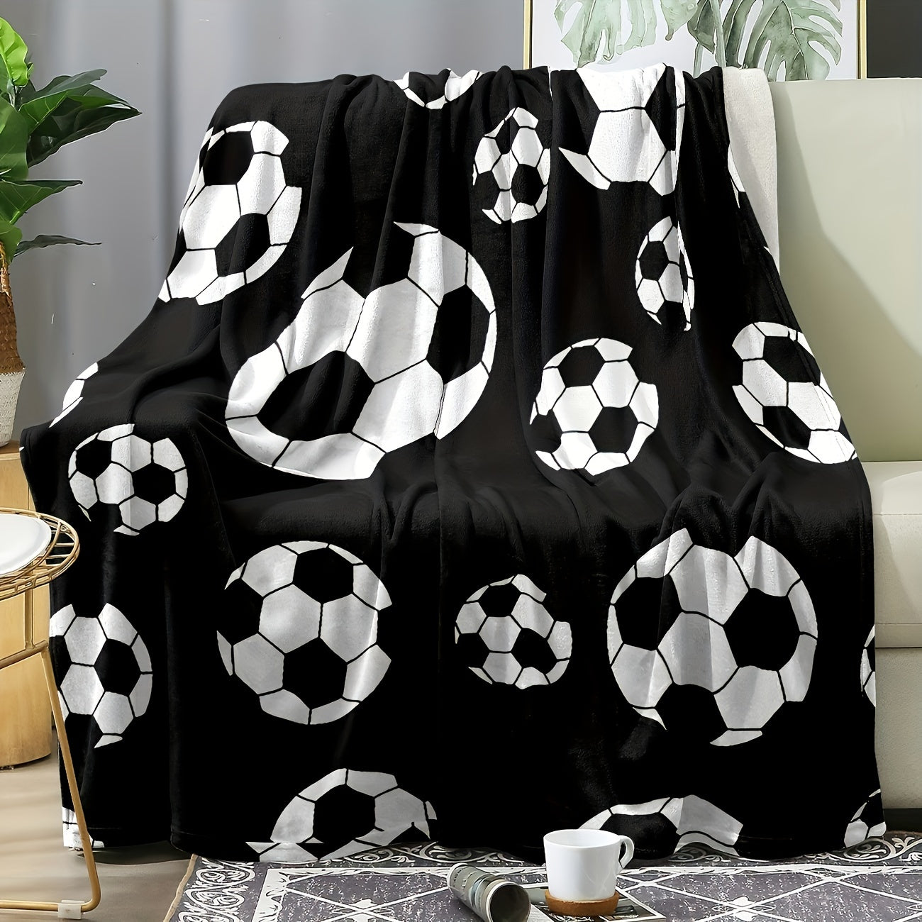 Football Fan Gift Blanket - Sport Themed Flannel Throw with Team Spirit Design, Soft & Warm for Game Day, Home, Tailgating, All Season Use
