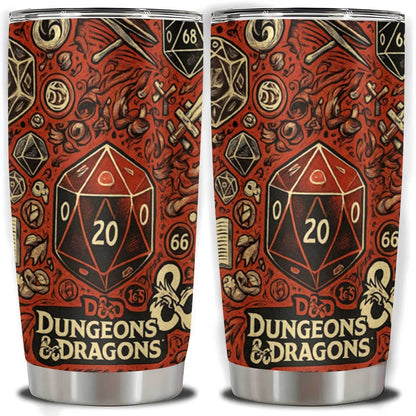 Dungeons & Dragons Stainless Steel Tumbler 20oz - Dragon & Gemstone Design, Double-Wall Vacuum Insulated, Leak-Proof Coffee Travel Mug, Gift for Gamers & D&D Fans