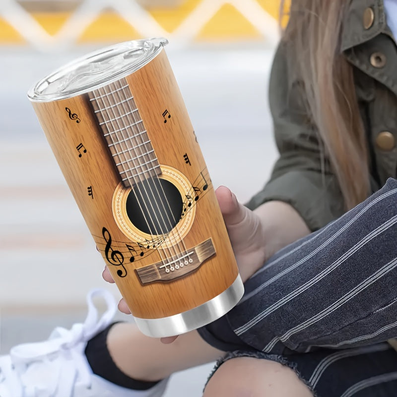 20oz Guitar Tumbler with Lid - Stainless Steel Travel Mug with Guitar Chord Chart Design | Double Wall Vacuum Insulated, Leakproof | Gift for Musicians