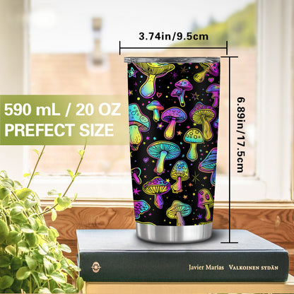 Fluorescent Mushroom Tumbler - 20oz BPA-Free Stainless Steel Insulated Cup, Double Wall & Leak Proof - Perfect Halloween, Valentine‘s Day Gift - Reusable Travel Mug
