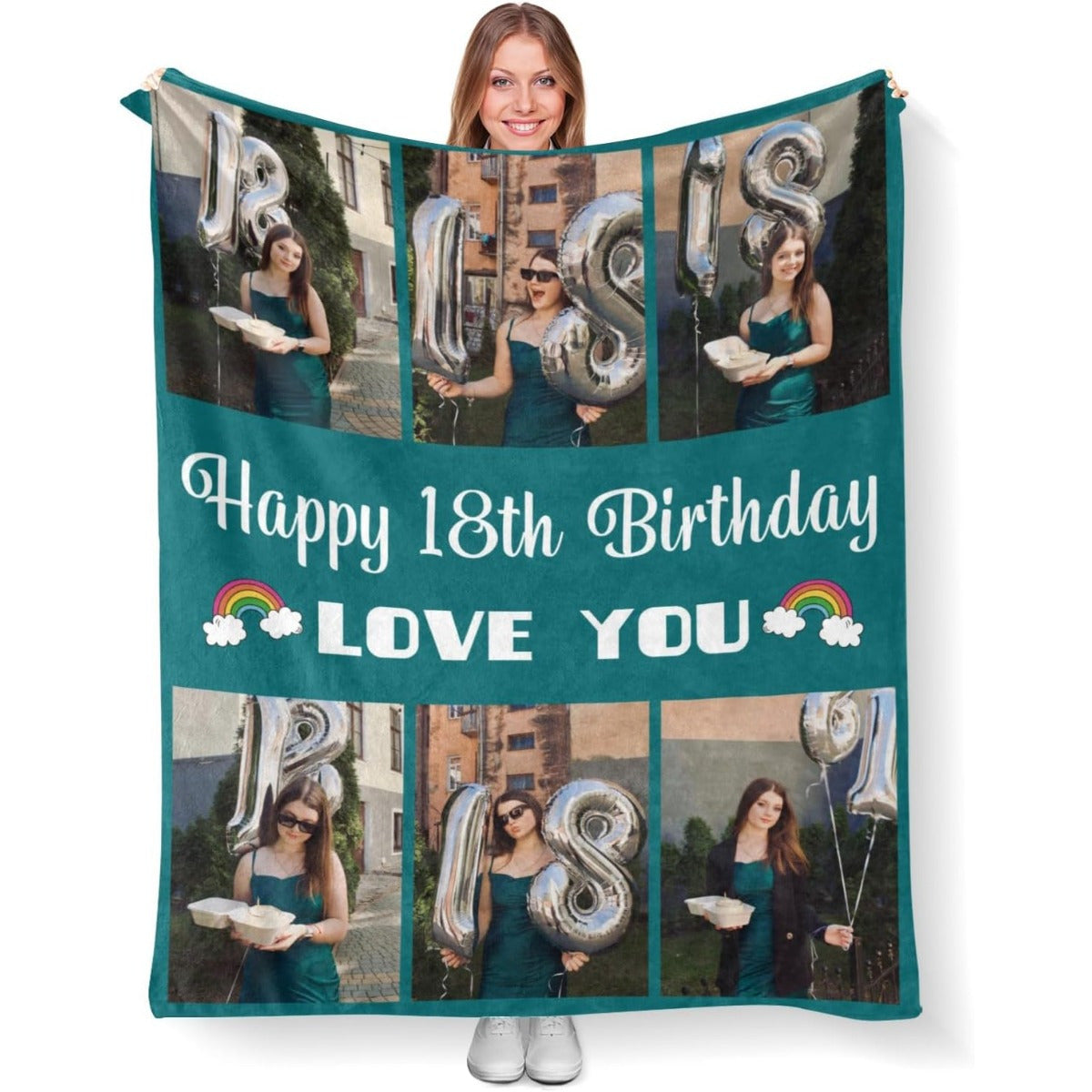 Custom Photo Collage Blanket - Personalized Family & Memory Print on Polyester, Modern Digital Art Gift for Christmas, Birthday, Anniversary