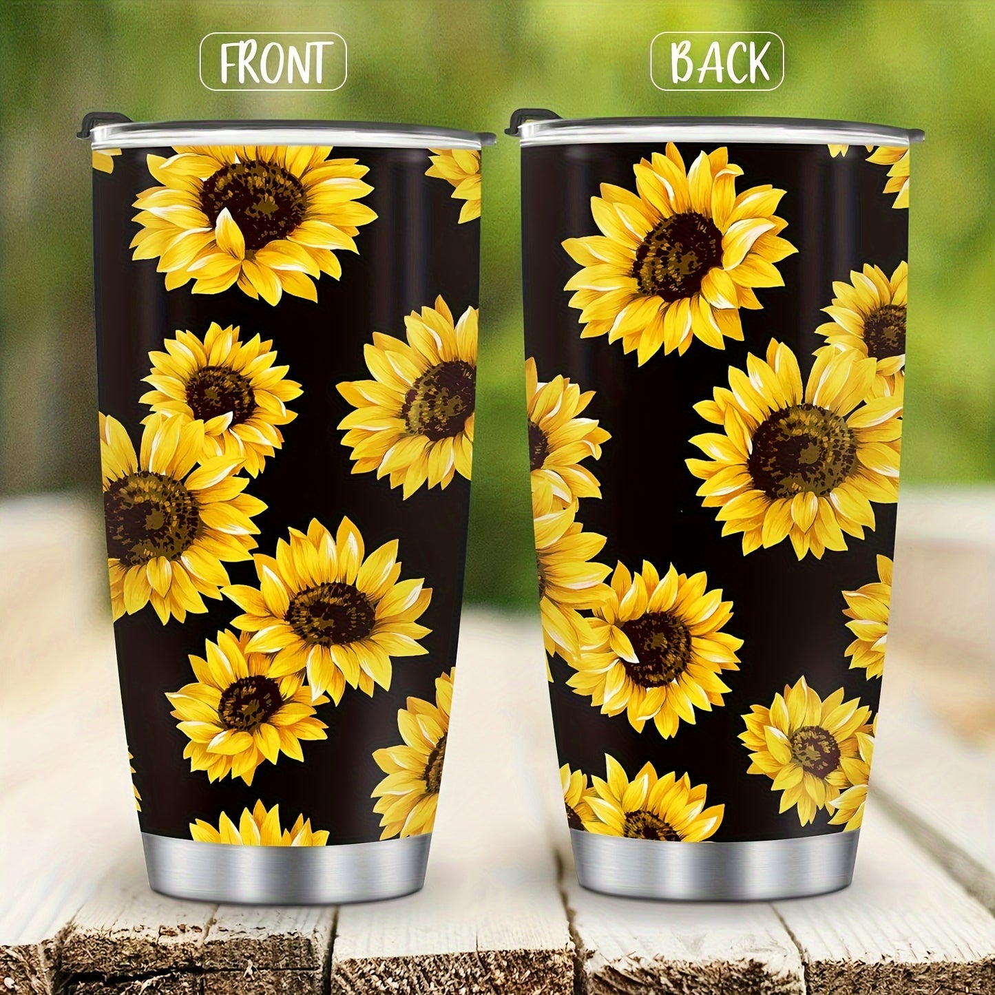 Sunflower Gift for Women - 20oz Cheerful Tumbler, Stainless Steel Double Wall Vacuum Insulated Travel Mug | Keeps Drinks Hot/Cold, Perfect for Home, Office, Back to School