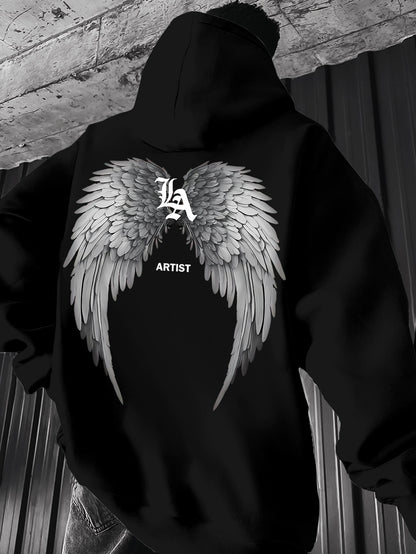 Men's Streetwear Essential Hoodie - Fashion Printed Graphic Pullover, Regular Fit Hooded Sweatshirt for Casual Comfort