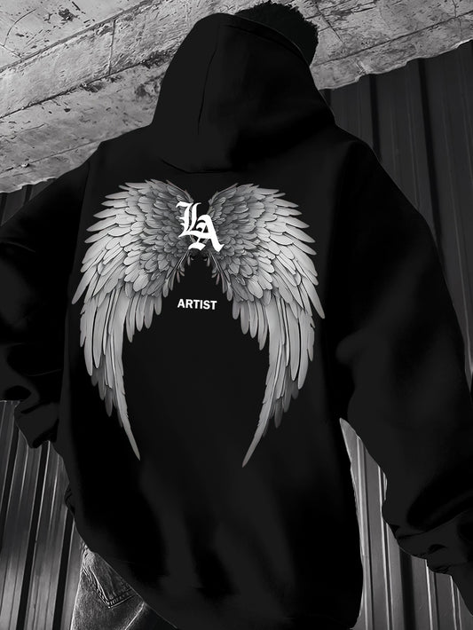 Men's Streetwear Essential Hoodie - Fashion Printed Graphic Pullover, Regular Fit Hooded Sweatshirt for Casual Comfort