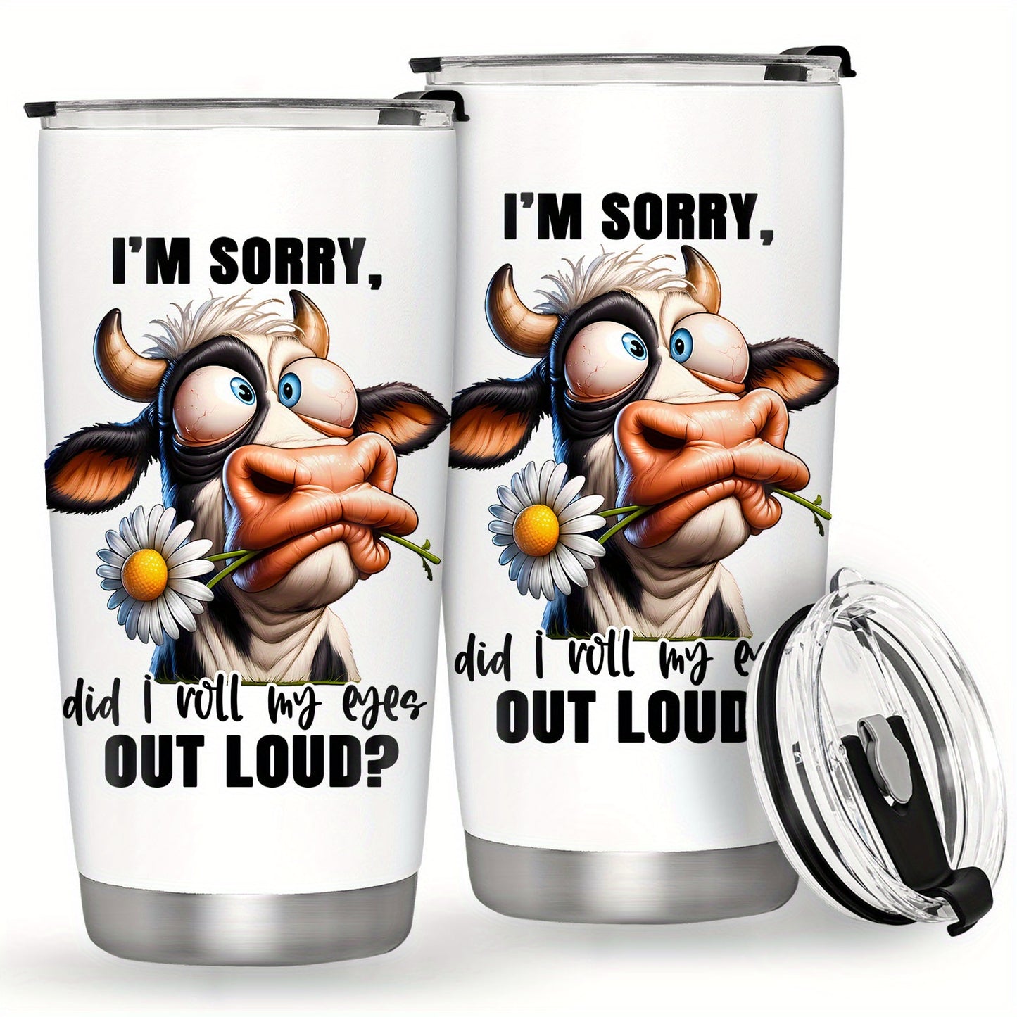 20oz Cow Print Stainless Steel Tumbler - Insulated Leakproof Travel Mug for Coffee & Tea | Unique Gift for Cow Lovers, Farm Enthusiasts & Dairy Farmers | Cute Farmhouse Aesthetic