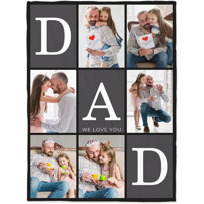 Modern Geometric Photo Blanket - Personalized Couple Design with Custom Text, Unique All-Season Gift for Anniversary, Wedding, Christmas Keepsake