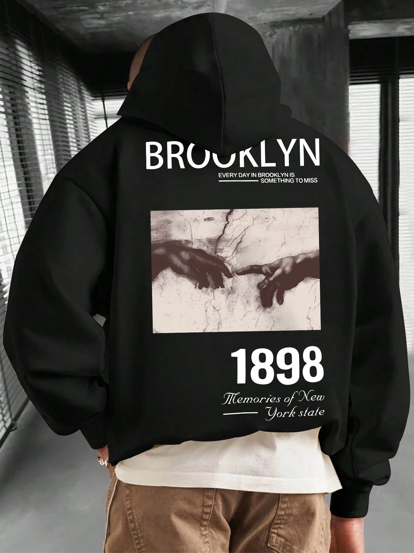 Men's Bold Letter Hoodie - Oversized Graphic Print Pullover with Kangaroo Pocket | Minimalist Streetwear Essential