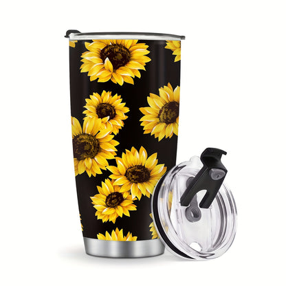 Sunflower Gift for Women - 20oz Cheerful Tumbler, Stainless Steel Double Wall Vacuum Insulated Travel Mug | Keeps Drinks Hot/Cold, Perfect for Home, Office, Back to School