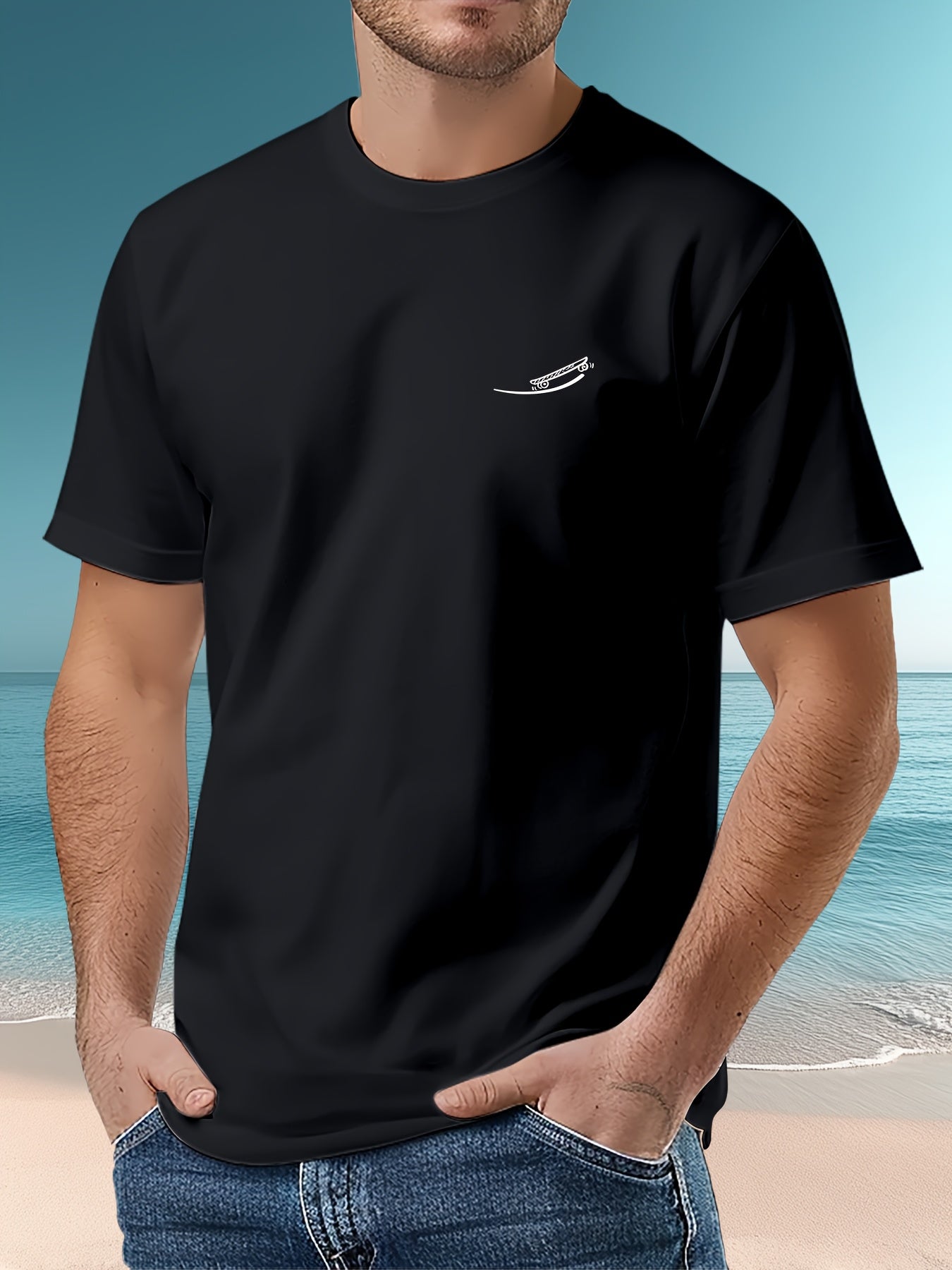 Classic Men's Printed Tee Shirts Fashion Trend Casual Short Sleeve Crewneck T-Shirt for Everyday Comfort
