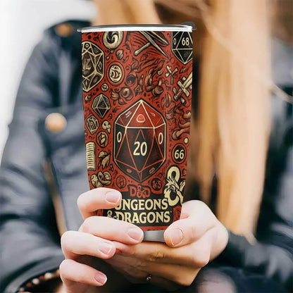 Dungeons & Dragons Stainless Steel Tumbler 20oz - Dragon & Gemstone Design, Double-Wall Vacuum Insulated, Leak-Proof Coffee Travel Mug, Gift for Gamers & D&D Fans