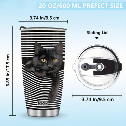 Fun Cat Tumbler Gift Set - 20oz Stainless Steel Insulated Cup - Perfect Christmas, Birthday, Mother‘s Day Gift for Animal Lovers & Girls