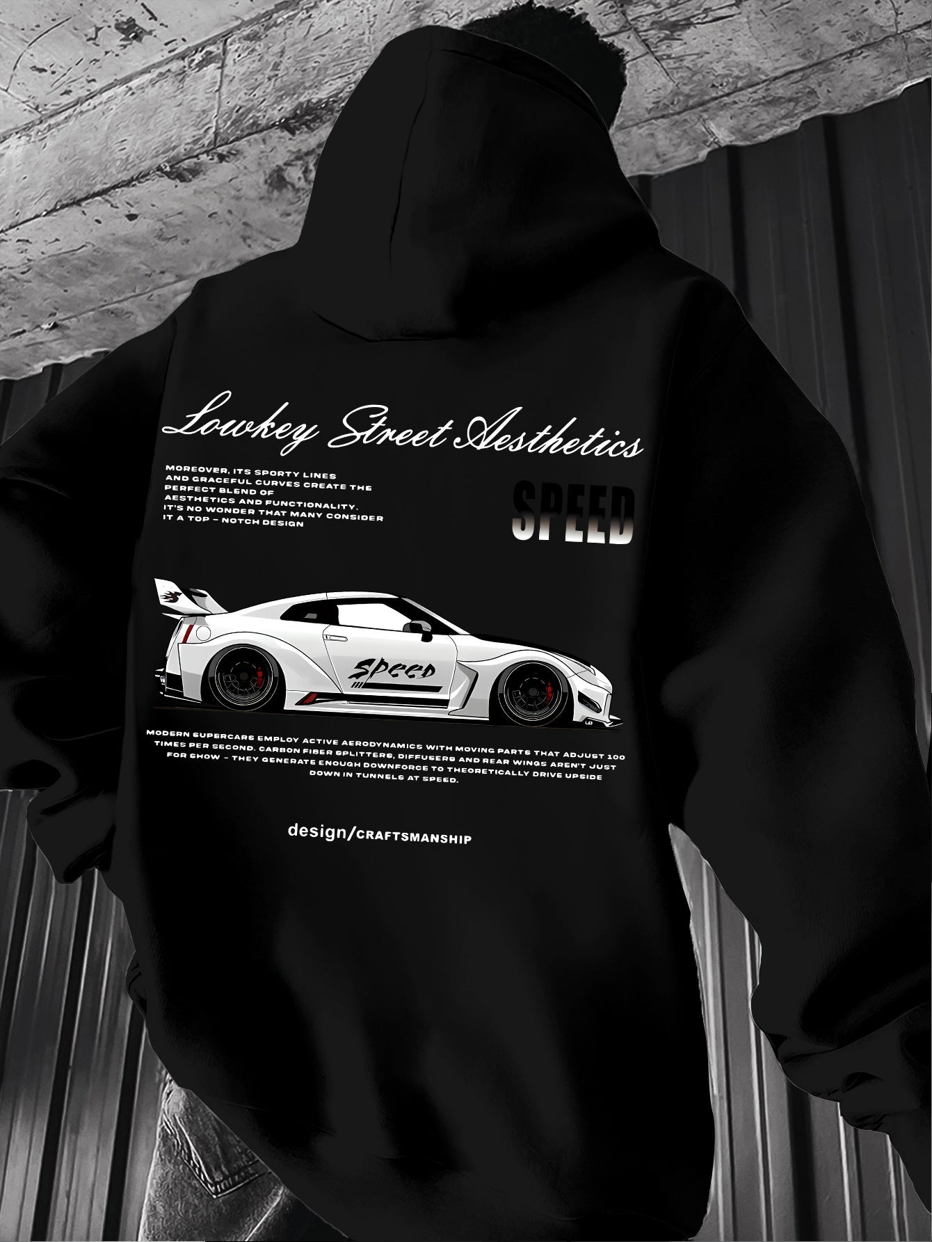 Racing Car Graphic Hoodie for Men - Loose Fit Streetwear Pullover, Motorsport Inspired Hooded Sweatshirt