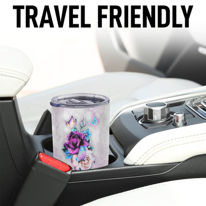 Thoughtful Gift for Parents - 20oz Elegant Floral Stainless Steel Tumbler, Double-Wall Vacuum Insulated Travel Mug | Keeps Drinks Hot/Cold, Hand Wash Care