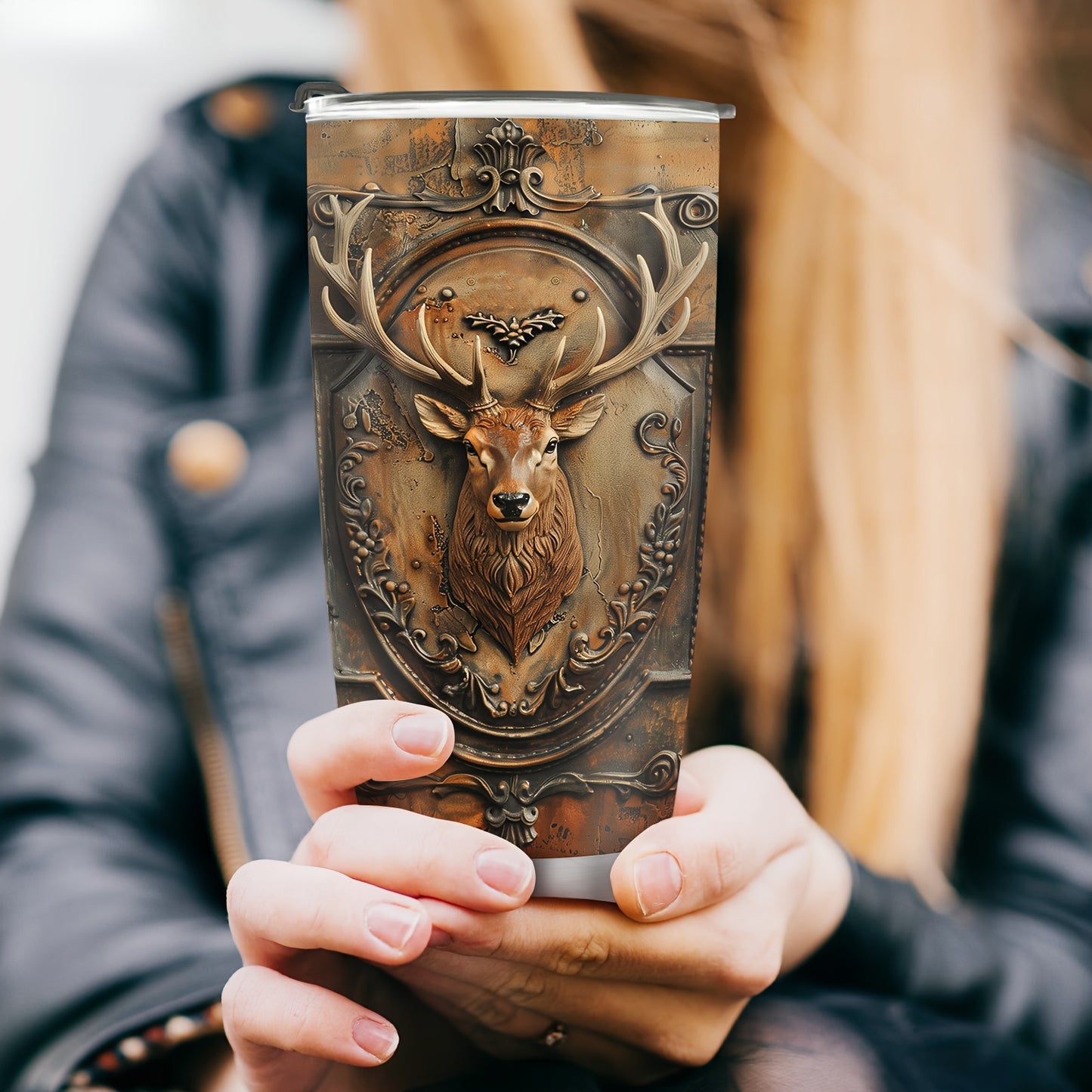20oz Insulated Deer Hunting Tumbler - Travel Coffee Mug for Men, Dad | Gift for Christmas, Birthday, Valentines Day for Him, Deer Lover