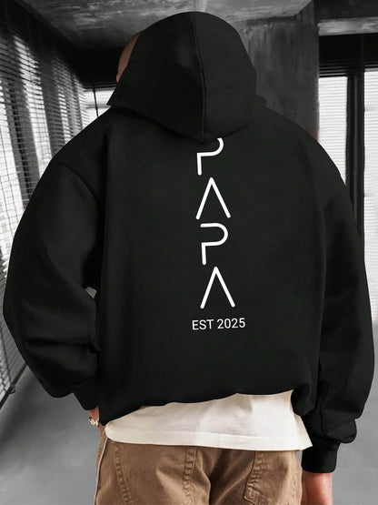 Gift for Dad - “Papa” Printed Men‘s Hoodie, Warm Fleece-Lined Pullover with Kangaroo Pocket | Cozy Fall Winter Sweatshirt, Heartfelt Present